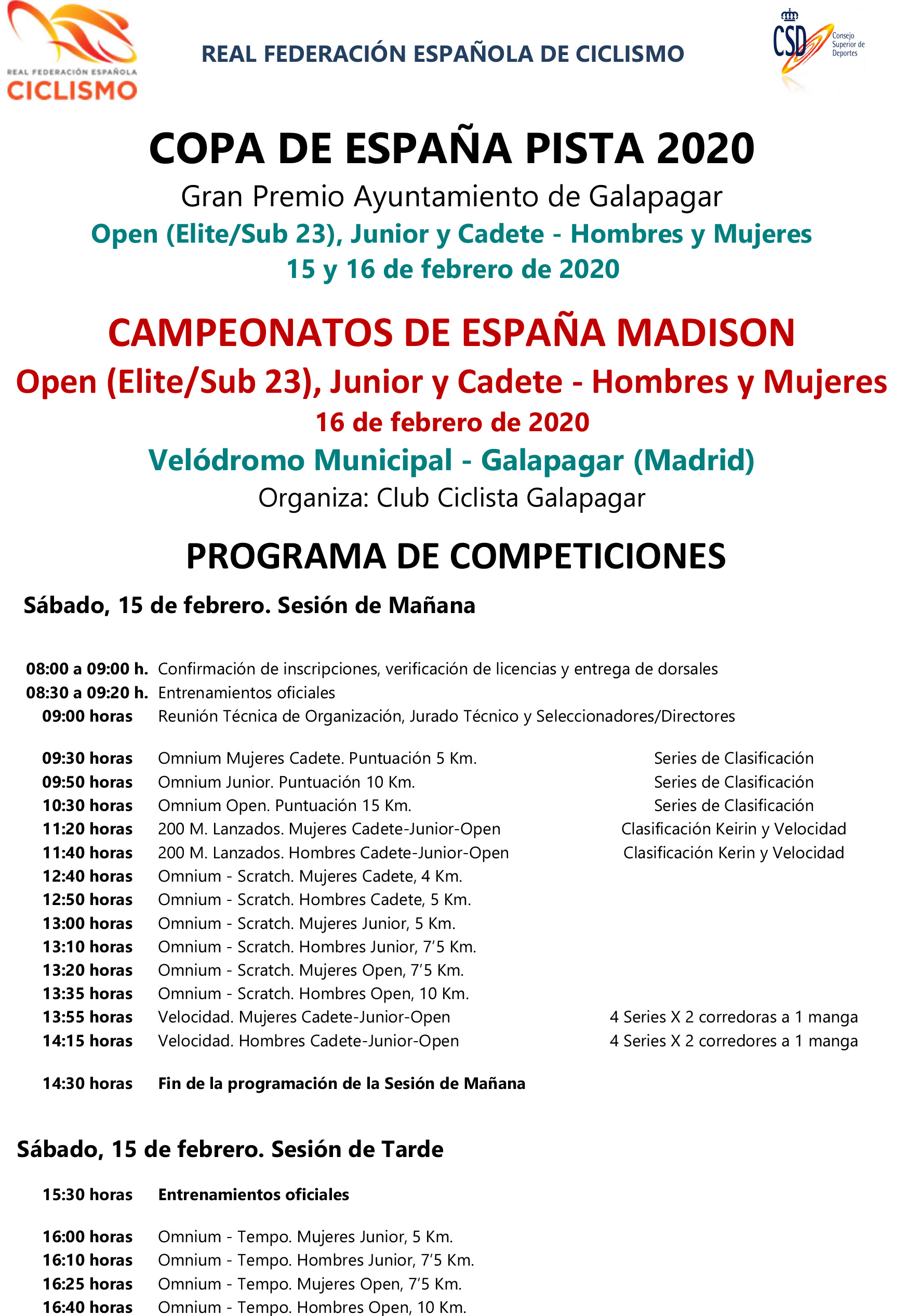 horario pista ciclismo 2 horario pista ciclismo 2